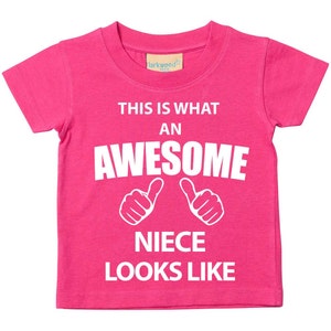Niece TShirt This Is What An Awesome Niece Looks Like Tshirt Kids Sibling Text Children New Born Gift Present