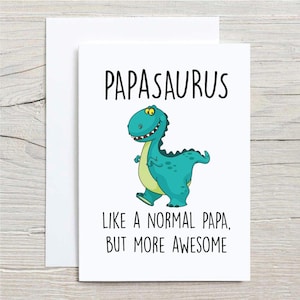 Dinosaur Greeting Card - Papaasaurus Birthday & Father's Day Card for Dad, Fun Dino Card, Unique Papercraft Gift Idea