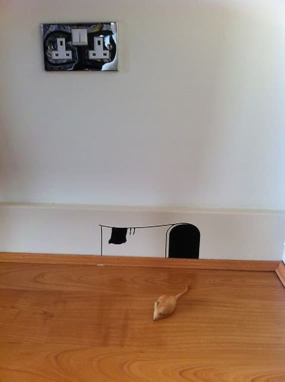 Mouse Hole Wall Sticker Decal Cute Skirting Board Graphic Etsy