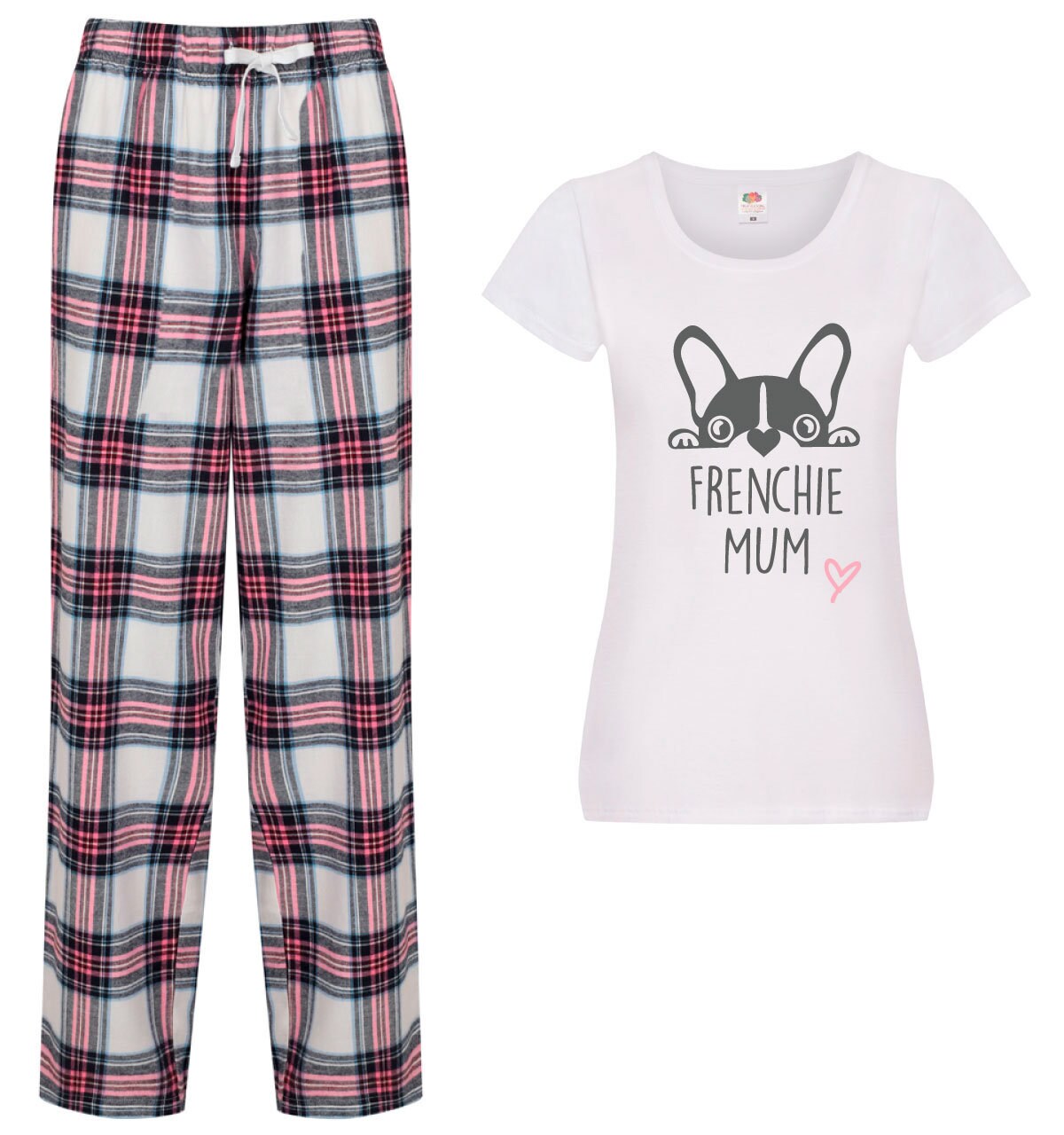 Frenchie Mum PJ's Pyjamas Loungewear Tartan Pants French | Etsy
