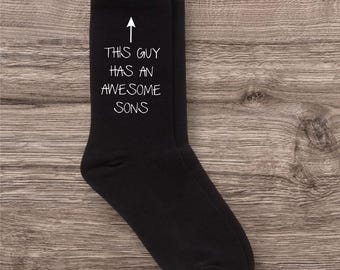 Mens This Guy Has Awesome Sons Black Socks Fathers Day Present Birthday Christmas