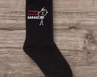 Mens I'd Rather Be In The Garage Black Socks Fathers Day Christmas and Birthday Present for him