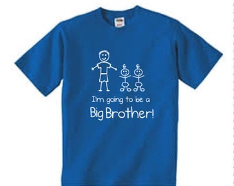 Big Brother Twins Kids Tshirt Blue T Shirt With White Text Children New Born Gift Im Going To Be A Big Brother Present