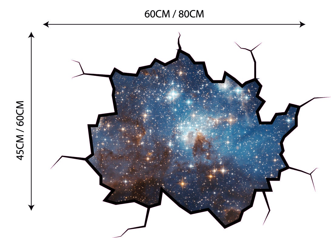 Stars Wall Decal Galaxy Sticker Mural Outer Space Cracked Wall Etsy