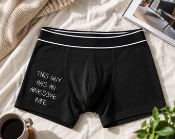 Boxers noirs pour mari. Ce mec a une femme géniale. Boxers pour Noël, anniversaire, mari, petit ami, fils.