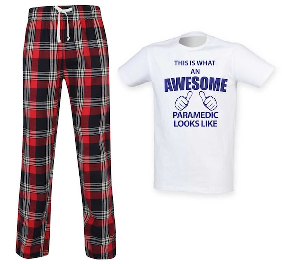 Super ambulancier paramedical pyjama tartan pour hommes pyjama long. Etsy France