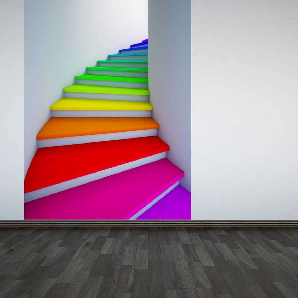 Wall Mural Colorful Spiral Stairs Wall Paper Panel Interior Etsy