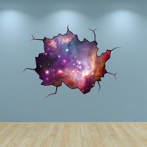 Galaxy Wall Decal Outer Space Sticker Mural Outer Space Cracked Wall Graphic