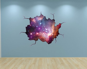 Galaxy Wall Decal Outer Space Sticker Mural Outer Space Cracked Wall Graphic