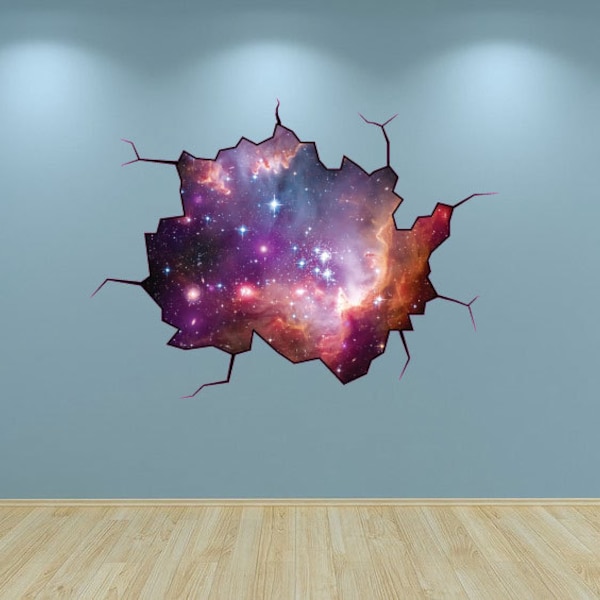 Galaxy Wall Decal Outer Space Sticker Mural Outer Space Cracked Wall Graphic