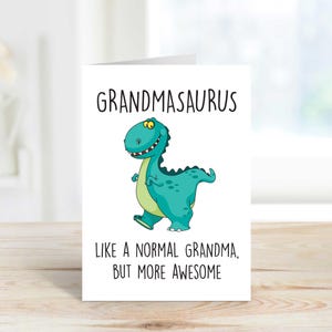 Carte grand-mère - carte de voeux d'anniversaire grand-mère pour la fête des mères, design mignon de dinosaure, idéale pour une fête de famille