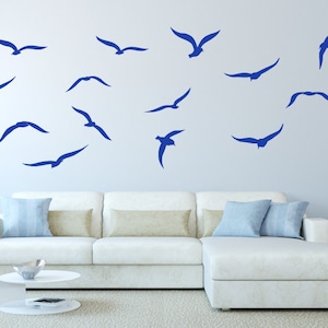 Bird Decal Seagulls Wall Sticker Bathroom Nautical Theme Living Room Sea Mural Room Seaside Gift Bedroom Kitchen Ensuite Conservatory