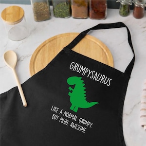Black Apron 'Grumpysaurus Like A Normal Grumpy, But More Awesome' Gift