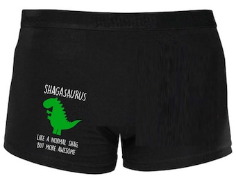 Lustige Boxer Schwarz Shorts Shagasaurus Geschenk