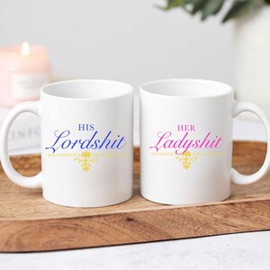 Mug Set - Lord Lady Joke Couples Mug, Funny Lordshit Ladyship Gift, Cute Coffee Mugs for Him & Her, Unique Relationship Humor