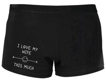 Lustige Boxer Schwarz Shorts Ich liebe meine Frau so viel Geschenk