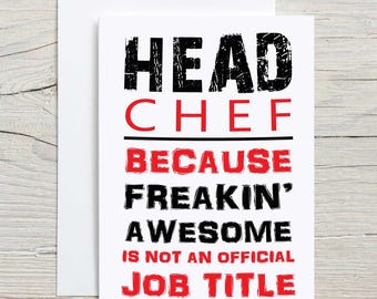 Head Chef Card Head Chef Freakin Awesome Red Greeting Birthday Card Fathers Day