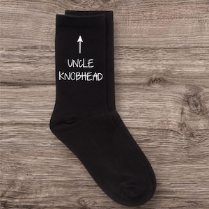 Calcetines negros para hombre con la inscripción "Tío Knobhead" - Regalo para el Día del Padre, Cumpleaños o Navidad para tíos.