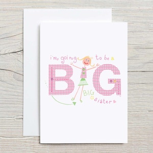 Going To Be A Big Sister Birthday Card, Pregnancy Announcement, Cute Card for New Sibling