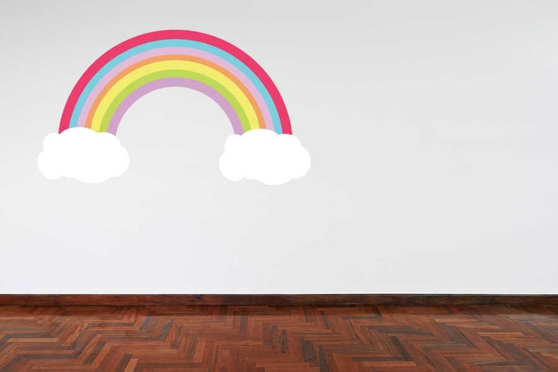 Pastel Colours Rainbow and Clouds Decal Wall Sticker Nursery Baby Room ...