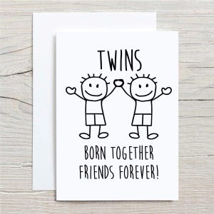 Carte de jumeaux garçons nés ensemble, amis pour toujours, voeux d'anniversaire