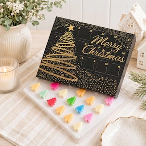 Letterbox Weihnachten Adventskalender Wachs schmilzt hochduftendes Luxusduftgeschenk für Sie Natürliches Raps- und Kokoswachs 24 saisonale Düfte