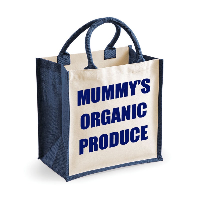 Organic Bag Shopping Bag Mummy/'s Organic Produce Medium Jute Bag Reusable Black Shopper