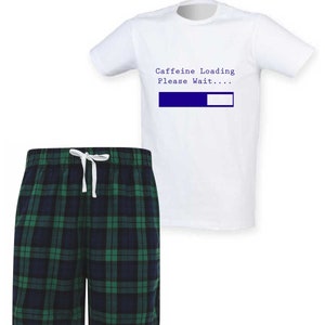 Mens Pyjamas Caffeine Loading Please Wait... Short Tartan PJ&#39;s