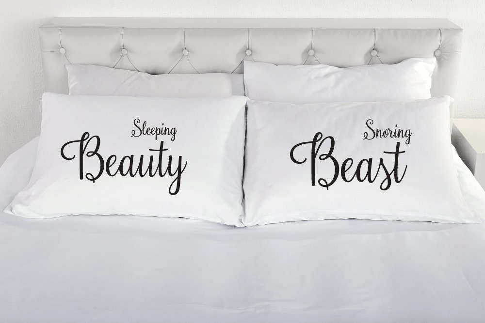 Couples Pillows Sleeping Beauty Snoring Beast Pillowcase Funny - Etsy