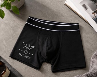 Funny Boxers Black Shorts I Love My Fiance This Much Gift