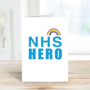 NHS Hero Card Rainbow Greeting Thank You Nurse Doctor Birthday Mothers Day A6 Blank Inside Professional Print