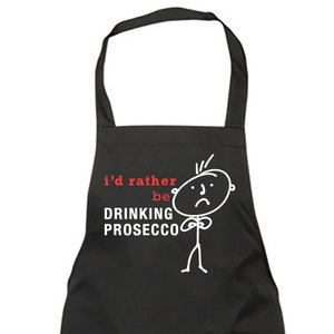 Prosecco Apron Mens Black I&#39;d Rather Be Drinking Prosecco Apron Fathers Day Birthday Christmas Gift Idea