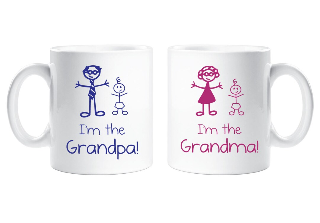 I'm the Grandma Grandpa Mug Set Gift New Baby Present Pregnancy Gift
