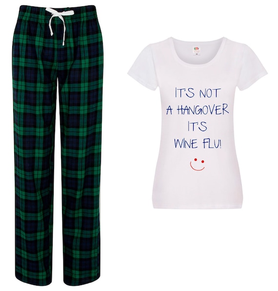 Ladies Wine Pyjamas It s Not A Hangover It s Wine Flu Pyjamas Trousers Etsy Canada