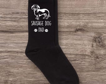 Black Socks Mens Sausage Dog Dad Socks Cute Sausage Dog Gift Novelty gift