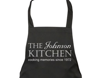 Personalised Apron Cooking Memories Black Gift idea Birthday Christmas Present