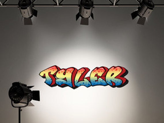 Pegatinas personalizadas para pared con nombre de grafiti personalizadas a todo color pegatinas de transferencia de impresi/ón para habitaci/ón de ni/ños y ni/ñas WSDPGN127