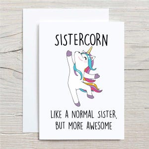 Sister Unicorn Greeting Card, Sistercorn Birthday Card, Cute Sister Card for Birthdays & Any Occasion, Magical Sister Love