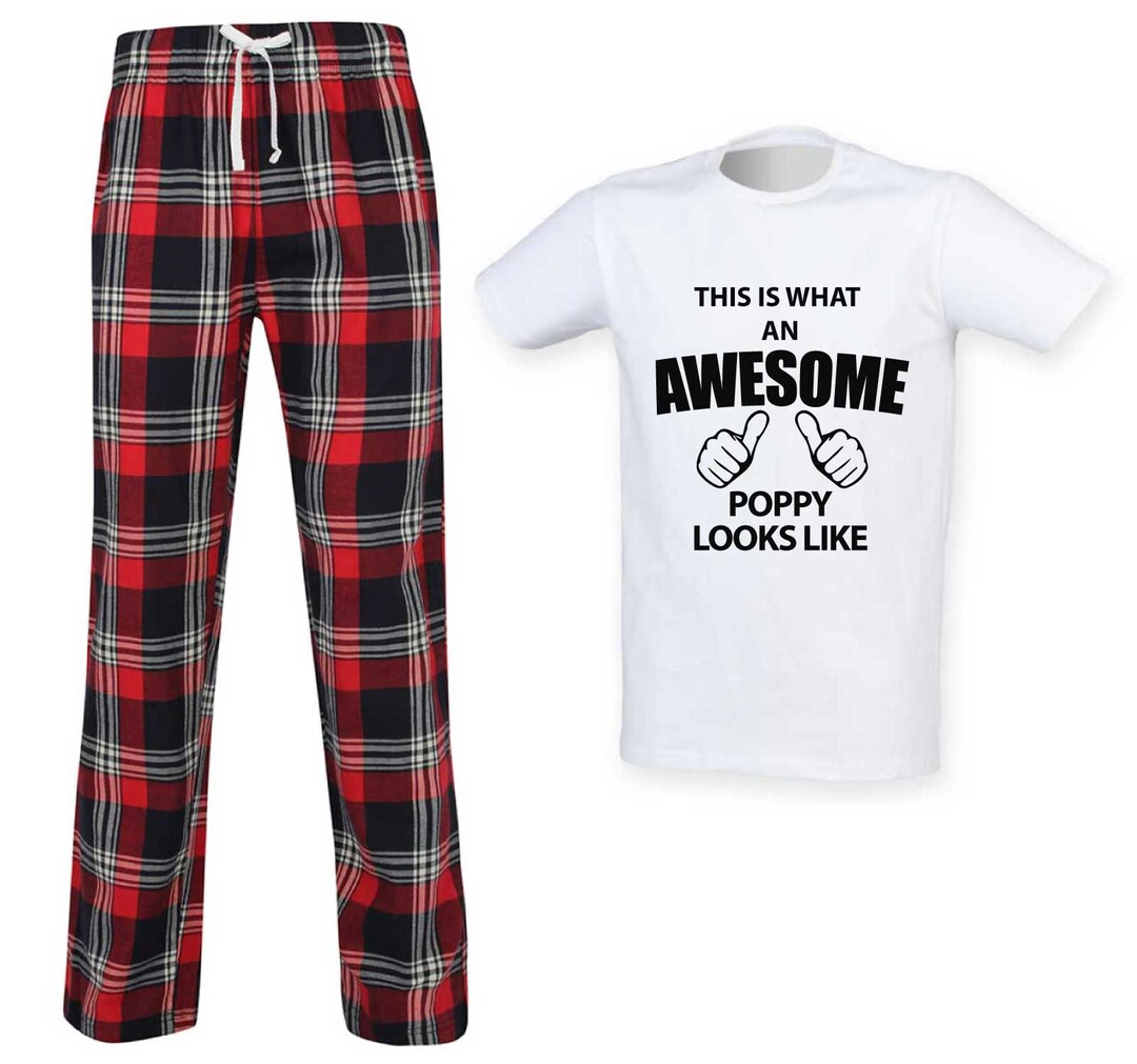 Poppy Pyjamas Poppy Tartan Pajamas Awesome Poppy Pj's Pyjamas Fathers Day Tartan - Etsy