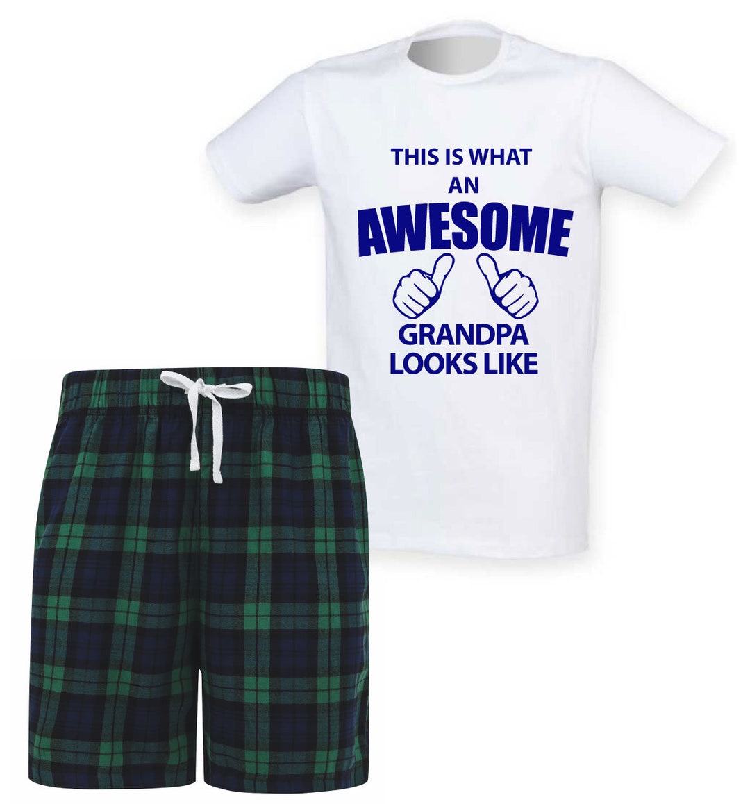Grandpa Tartan Pajamas Awesome Grandpa Pj&rsquo;s Shorts Pyjamas - Etsy