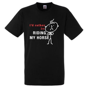 Mens Horse Riding Tshirt I&#39;d Rather Be Riding My Horse Top Tee Funny Novelty Dad Grandad Gift Cyclist