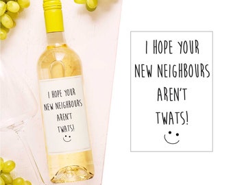 Rolig vinetikett för nya hem: Ny granne-present