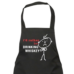 Whiskey Apron Mens Black I&#39;d Rather Be Drinking Whiskey Apron Fathers Day Birthday Christmas Gift Idea