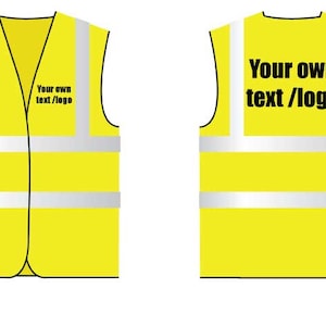 Hi Viz Vest Yellow Personalised Your Own Text Front And Back Safety Vest Reflective Site Work Clothing Black Text Workwear
