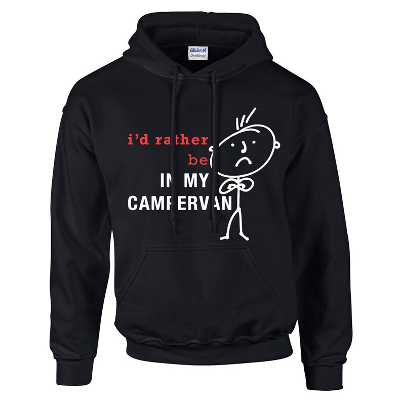 Campervan Hoodie Mens I/'d Rather Be In My Campervan Black Hoody Dad Grandpa Husband Fathers Day Present Gift Novelty