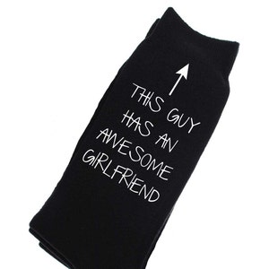 Boyfriend Socks Mens Black This Guy Has An Awesome Girlfriend Socks Valentines Day Present Birthday Christmas