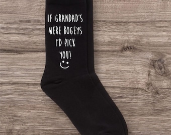 Mens Grandad Bogeys Black Socks - Comfortable Fathers Day Gift for Grandparent, Novelty Gift Idea