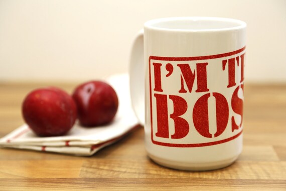 Man Mug I'm The Boss - Large Father's Day Present, Office Gift Funny Coffee Cup, Big Mug for Him