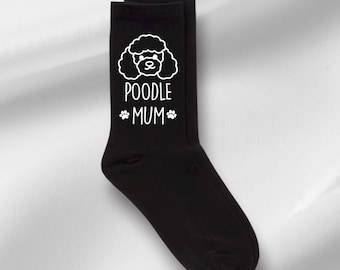 Calzini con barboncino, calzini neri da donna per la mamma di un barboncino, regalo per la festa della mamma, compleanno, Natale.