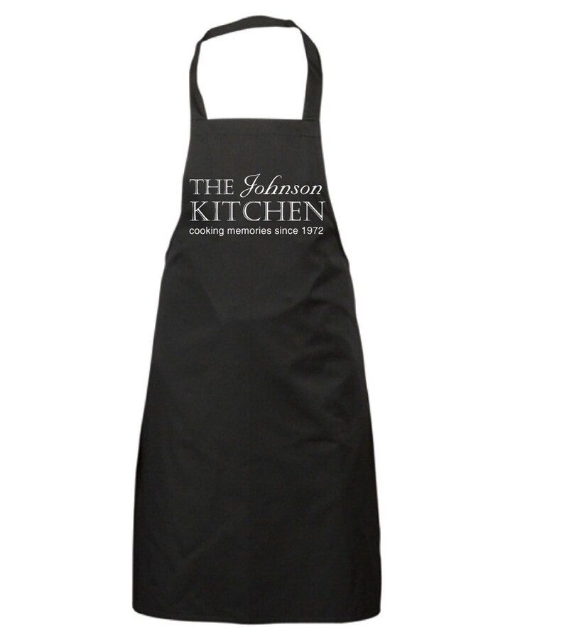 Personalised Black Apron 'cooking Memories Since ....' Housewarming ...